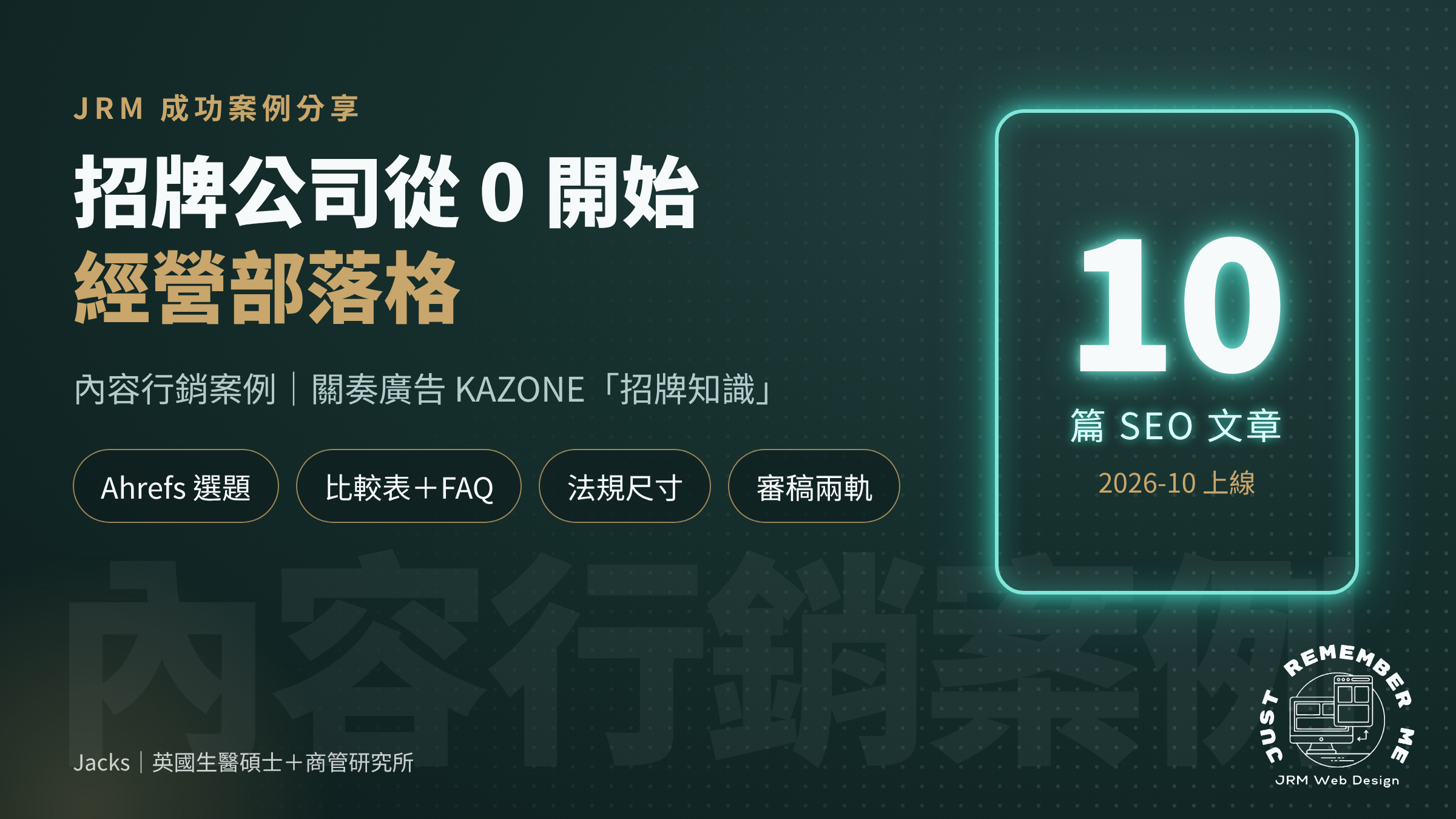 內容行銷案例封面：招牌公司從 0 開始經營部落格，10 篇 SEO 文章